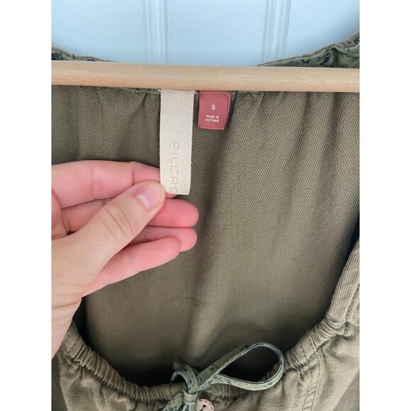Pilcro Dress Size Small Army Green Mini Button Down 100% Cotton Anthropologie - Picture 5 of 7